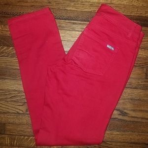 WHBM Blanc Slim Ankle Bright Apple Red Skinny Jeans Casual Dress Career Pants 2R